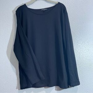 Mario Serrani Black Ribbed Knit Top Sz XL